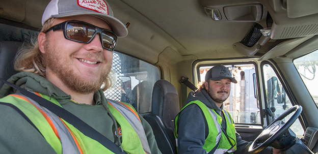 Students in truck cab for CDL Training